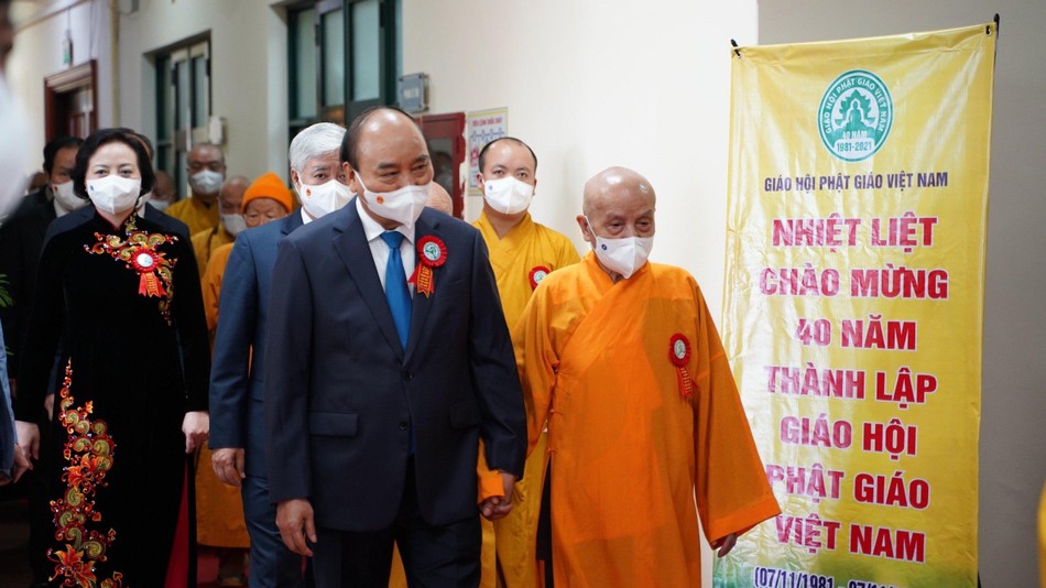 Chủ tịch nước Nguyễn Xuân Phúc đến tham dự Đại lễ Kỷ niệm 40 năm thành lập GHPGVN Chủ tịch nước Nguyễn Xuân Phúc đến tham dự Đại lễ Kỷ niệm 40 năm thành lập GHPGVN