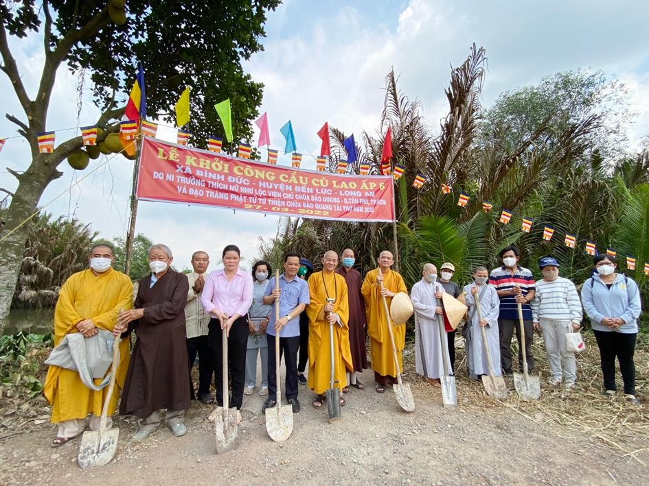 Ban Trị sự GHPGVN tỉnh Long An, địa phương, nhà tài trợ khởi công xây dựng cầu Cù Lao