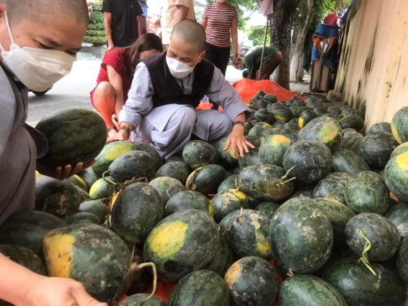 Ban Từ thiện - Xã hội TP.Hội An đã ủng hộ thu mua cho nông dân tổng cộng 8 tấn dưa hấu
