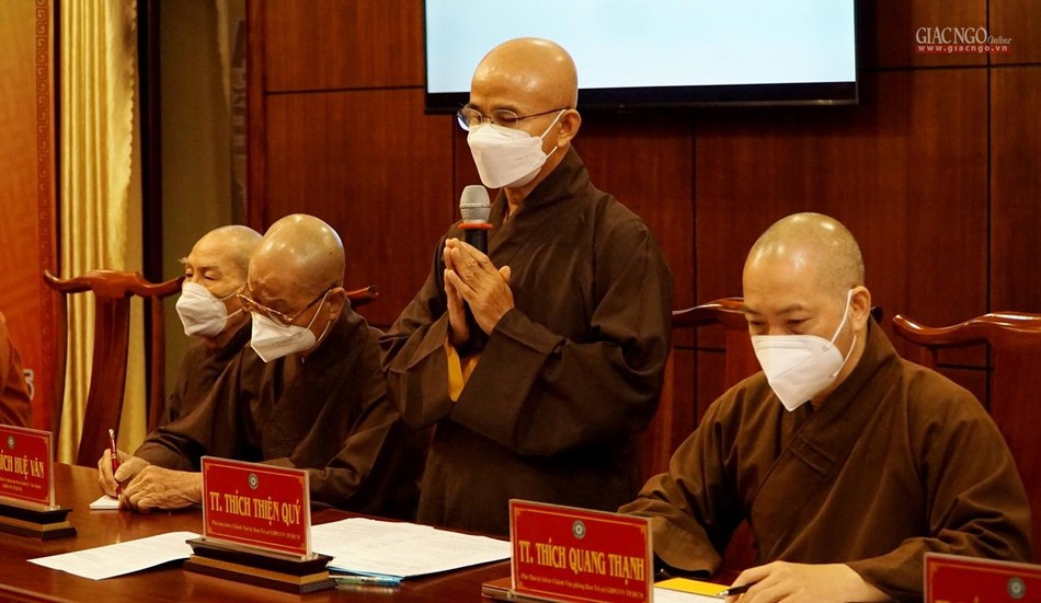 Thượng tọa Thích Thiện Quý trình tiến độ các công tác tổ chức Thượng tọa Thích Thiện Quý trình tiến độ các công tác tổ chức