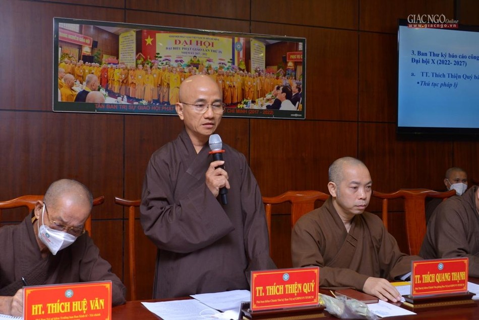 Thượng tọa Thích Thiện Quý trình về các thủ tục theo quy định về tổ chức Đại hội đại biểu Phật giáo TP.HCM lần thứ X Thượng tọa Thích Thiện Quý trình về các thủ tục theo quy định về tổ chức Đại hội đại biểu Phật giáo TP.HCM lần thứ X