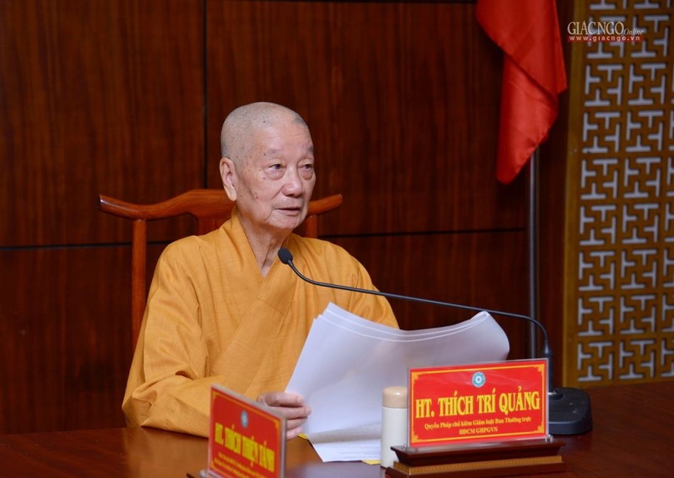 Trưởng lão Hòa thượng Thích Trí Quảng chủ trì buổi họp Ban Thường trực. Trưởng lão Hòa thượng Thích Trí Quảng chủ trì buổi họp Ban Thường trực.