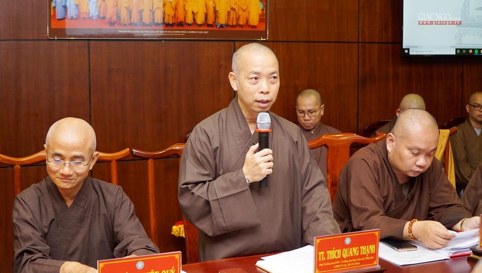 Thượng tọa Thích Quang Thạnh, Phó ban kiêm Trưởng ban Giáo dục Phật giáo phát biểu Thượng tọa Thích Quang Thạnh, Phó ban kiêm Trưởng ban Giáo dục Phật giáo phát biểu