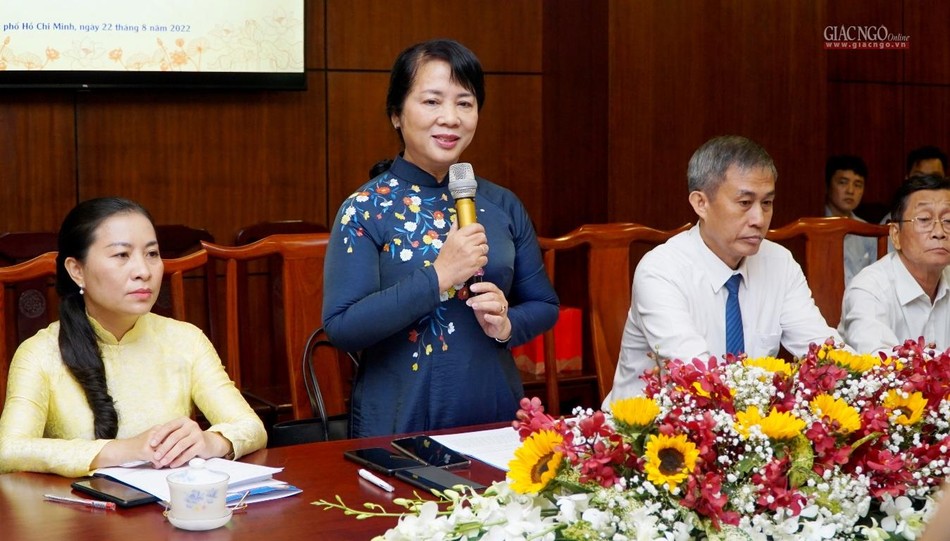 Bà Trần Kim Yến phát biểu tại buổi làm việc