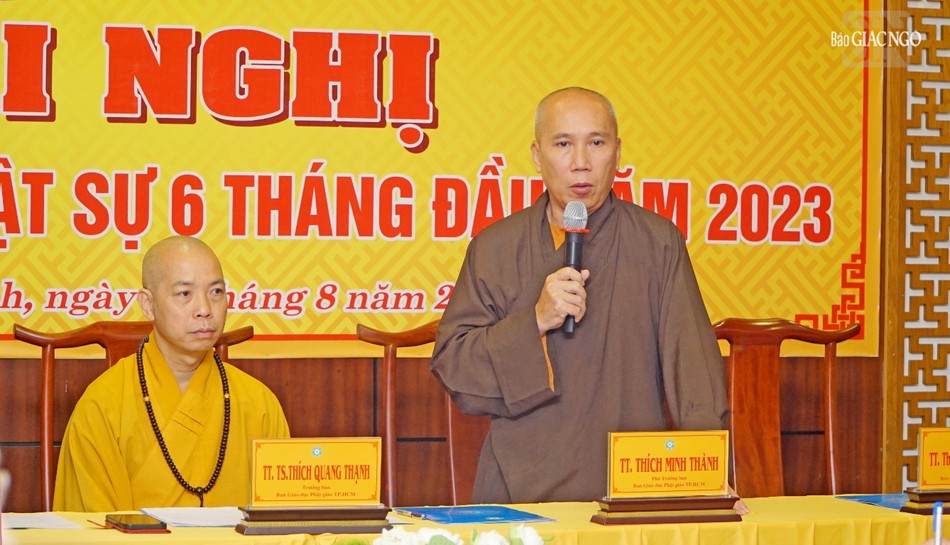 Thượng tọa Thích Minh Thành, Phó Trưởng ban Giáo dục TP tham gia ý kiến tại hội nghị Thượng tọa Thích Minh Thành, Phó Trưởng ban Giáo dục TP tham gia ý kiến tại hội nghị