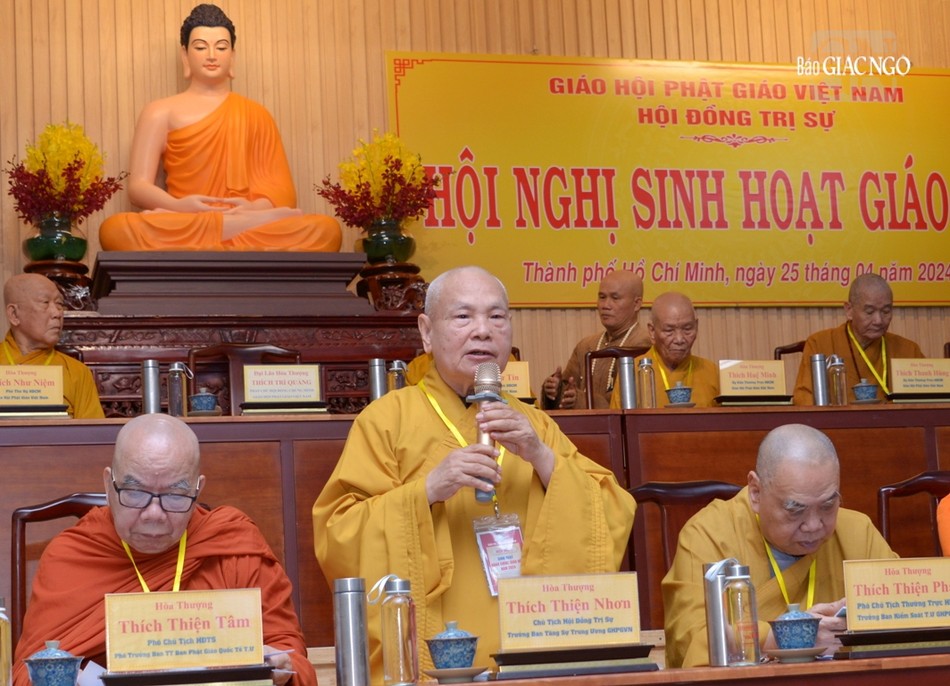 Trưởng lão Hòa thượng Thích Thiện Nhơn phát biểu ghi lời đạo từ của Đức Pháp chủ GHPGVN Trưởng lão Hòa thượng Thích Thiện Nhơn phát biểu ghi lời đạo từ của Đức Pháp chủ GHPGVN