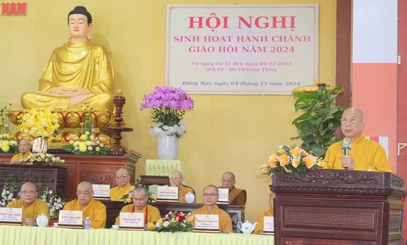 Thượng tọa Thích Huệ Khai, Trưởng ban Tổ chức phát biểu khai mạc Thượng tọa Thích Huệ Khai, Trưởng ban Tổ chức phát biểu khai mạc