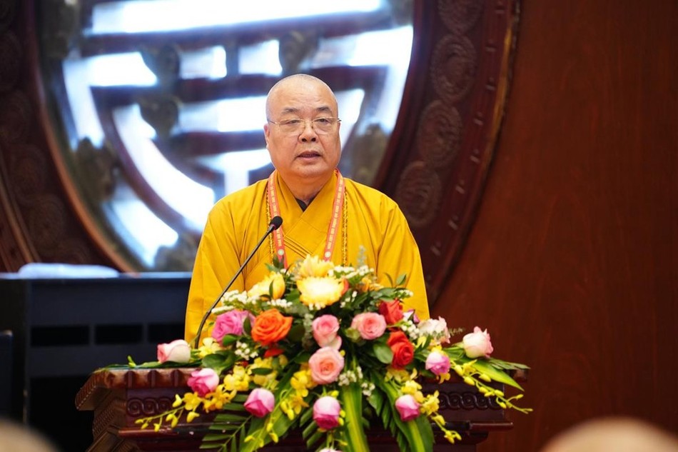 Trưởng lão Hòa thượng Thích Thanh Nhiễu, Trưởng ban Tổ chức phát biểu khai mạc Trưởng lão Hòa thượng Thích Thanh Nhiễu, Trưởng ban Tổ chức phát biểu khai mạc