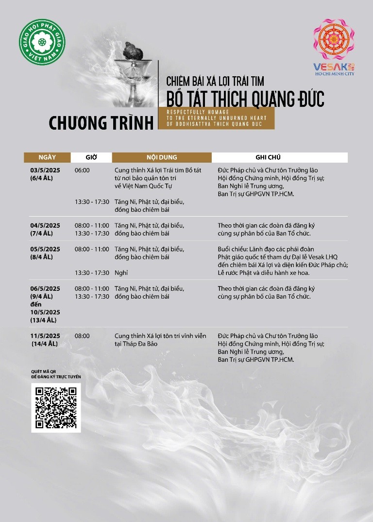 Chương trình chiêm bái Xá-lợi Trái tim Bồ-tát Thích Quảng Đức Chương trình chiêm bái Xá-lợi Trái tim Bồ-tát Thích Quảng Đức