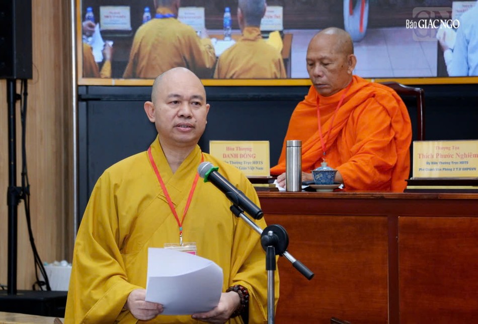 Thượng tọa Thích Đức Thiện triển khai Thông tư số 258/TT-HĐTS của Hội đồng Trị sự, ngày 12-6-2025 về hướng dẫn sáp nhập Ban Trị sự tỉnh, thành phố nhiệm kỳ 2022-2027