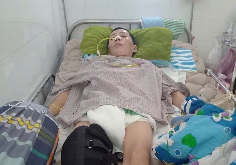 Tai nạn đã khiến anh Nghiêm bị xuất huyết hai bán cầu não