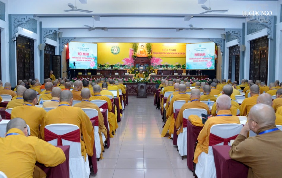 Quang cảnh Hội nghị triển khai nghị quyết Ban Thường trực Hội đồng Trị sự