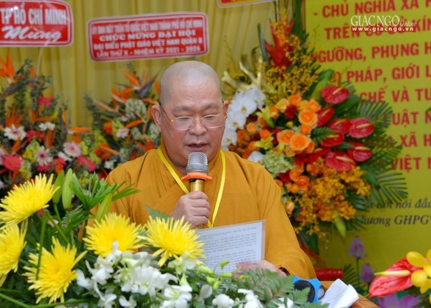 Thượng tọa Thích Nguyên Nhựt, Phó Thường trực Ban Trị sự GHPGVN quận 8 đọc diễn văn bế mạc và cảm tạ Thượng tọa Thích Nguyên Nhựt, Phó Thường trực Ban Trị sự GHPGVN quận 8 đọc diễn văn bế mạc và cảm tạ