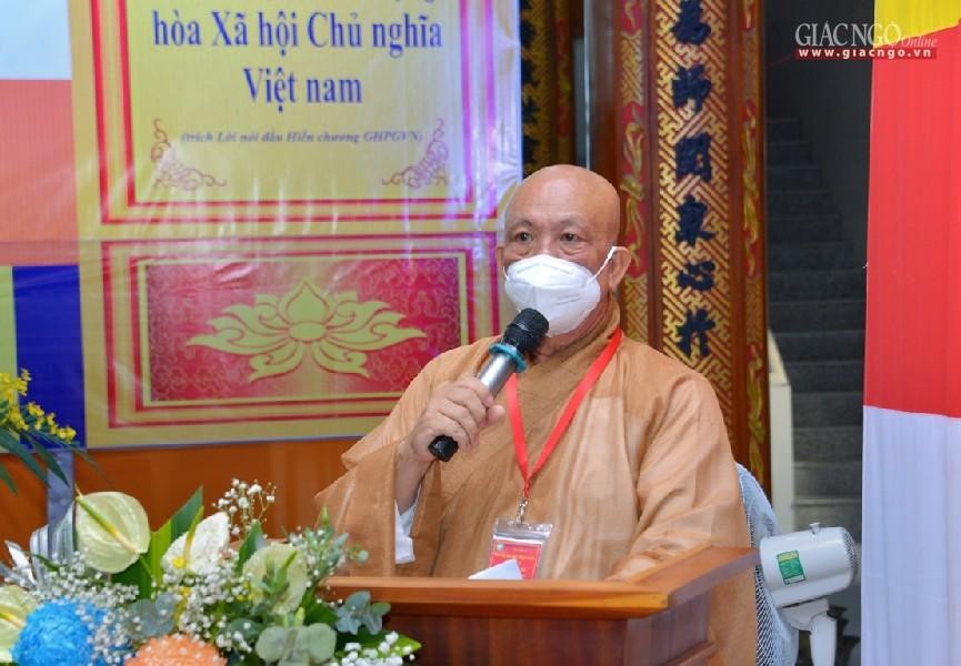Thượng tọa Thích Thiện Từ phát biểu khai mạc đại hội