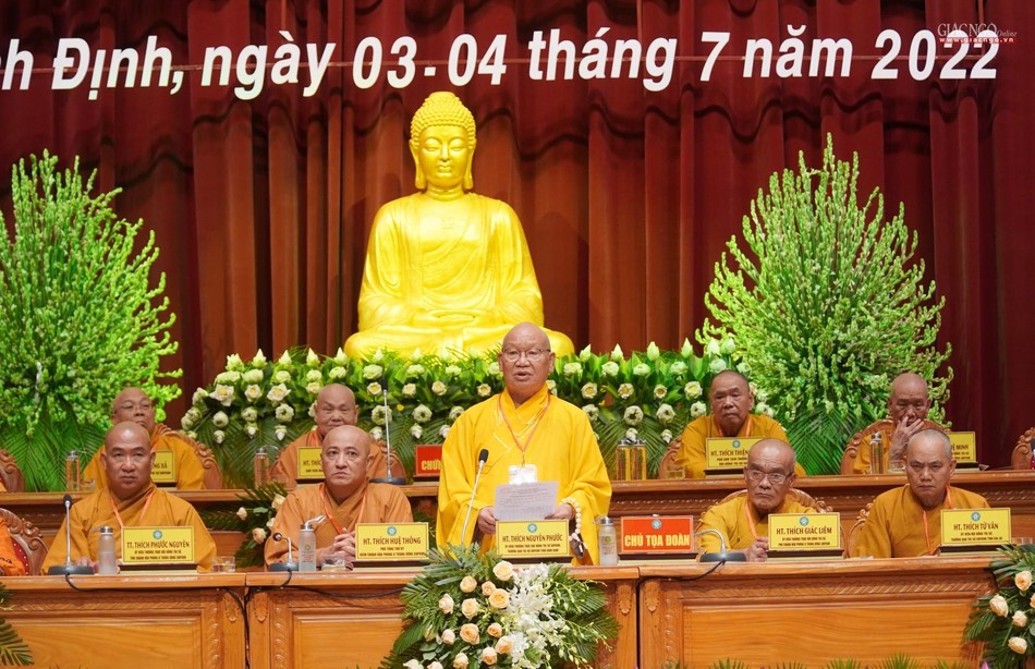 Hòa thượng Thích Nguyên Phước, Trưởng ban Trị sự GHPGVN tỉnh nhiệm kỳ 2017-2022 tuyên bố mãn nhiệm