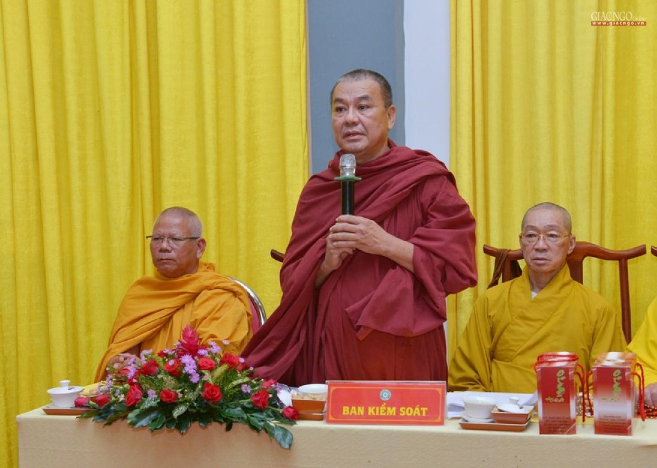 Thượng tọa Thích Giác Trí, Trưởng ban Kiểm soát GHPGVN tỉnh Bà Rịa - Vũng Tàu phát biểu