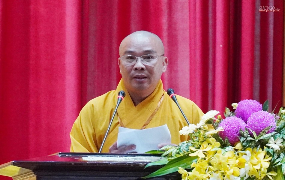 Thượng tọa Thích Quảng Nhã báo cáo tóm tắt Phật sự nhiệm kỳ 2017-2022