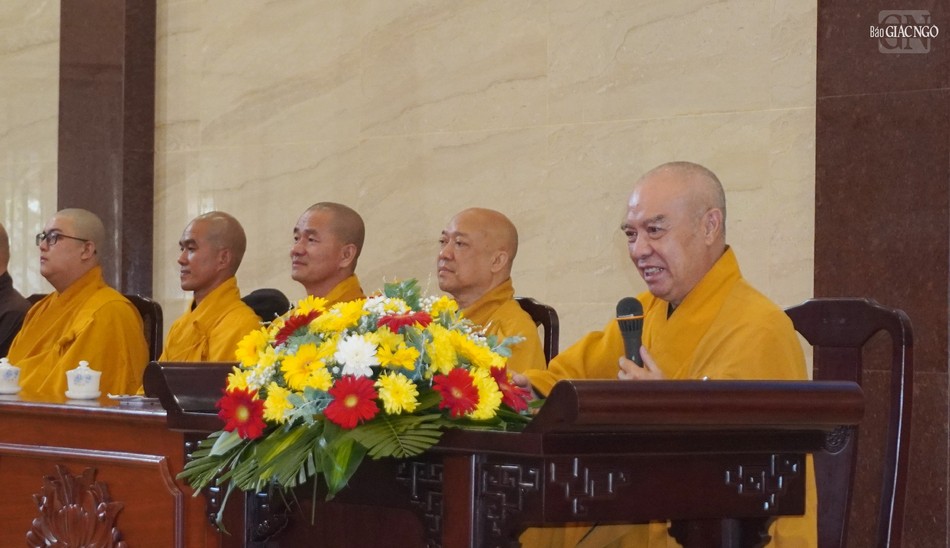 Hòa thượng Thích Nhựt Hỷ thuyết giảng tại lễ Tổng khai giảng các đạo tràng tu học TP.HCM