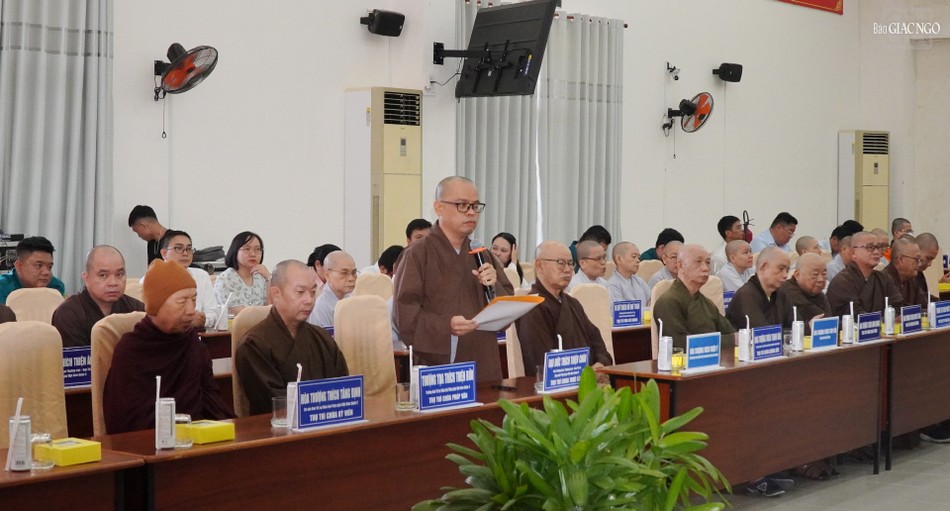 Đại đức Thích Thiện Châu đóng góp ý kiến tại buổi gặp mặt