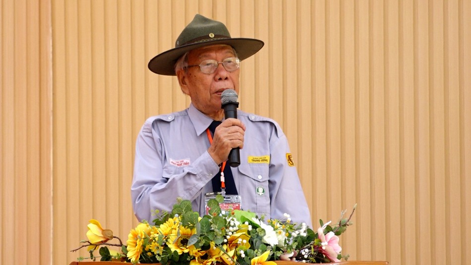 Huynh trưởng cấp Dũng Tâm Giới Phan Ngọc Thảo phát biểu