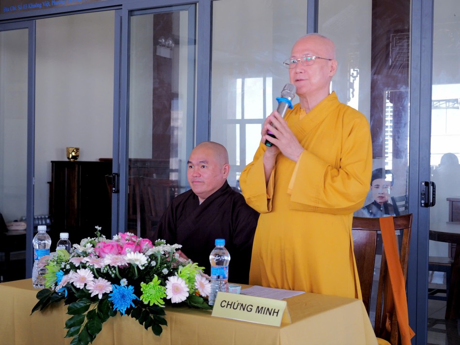 Hòa thượng Thích Chơn Không, Trưởng ban Hướng dẫn Phật tử TP.HCM phát biểu chỉ đạo