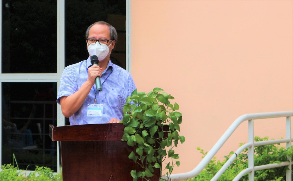 Thạc sĩ, Bác sĩ Chuyên khoa II Lê Anh Tuấn, Phó Giám đốc Bệnh viện Hồi sức chuyên sâu Covid-19 phát biểu Thạc sĩ, Bác sĩ Chuyên khoa II Lê Anh Tuấn, Phó Giám đốc Bệnh viện Hồi sức chuyên sâu Covid-19 phát biểu