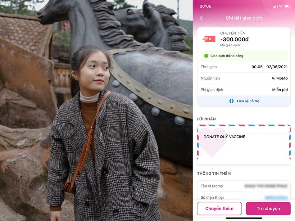 Bạn Lê Hà Duyên đóng góp vào quỹ vắc-xin Bạn Lê Hà Duyên đóng góp vào quỹ vắc-xin