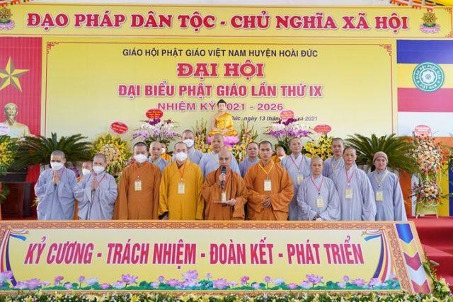 Tân Ban Trị sự Phật giáo huyện Hoài Đức ra mắt và phát biểu nhận nhiệm vụ tại đại hội