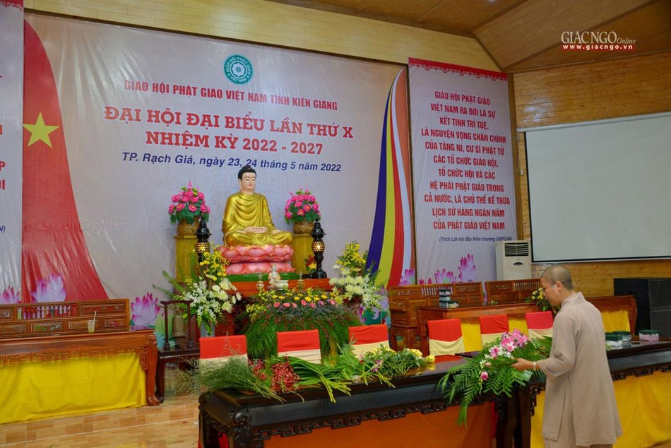 Hội trường đa năng - nơi diễn ra phiên trù bị Đại hội đại biểu GHPGVN tỉnh Kiên Giang vào sáng 23-5