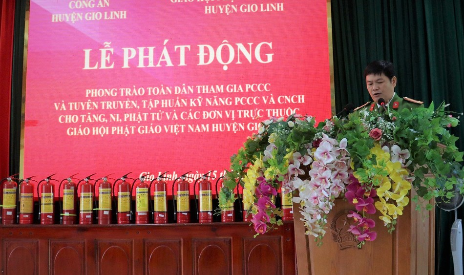 Phó Trưởng Công an H.Gio Linh phát biểu