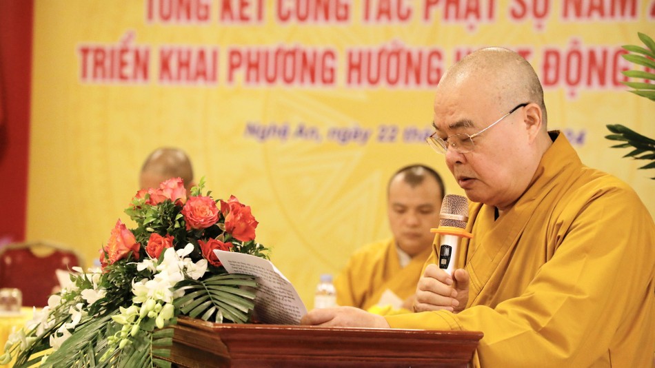 Trưởng lão Hòa thượng Thích Thanh Nhiễu phát biểu khai mạc Trưởng lão Hòa thượng Thích Thanh Nhiễu phát biểu khai mạc