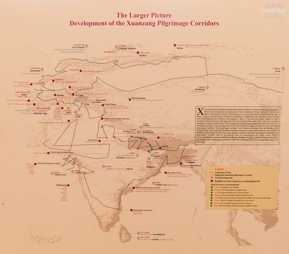 Bản đồ toàn cảnh hành trình Tây du của ngài Huyền Trang Bản đồ toàn cảnh hành trình Tây du của ngài Huyền Trang