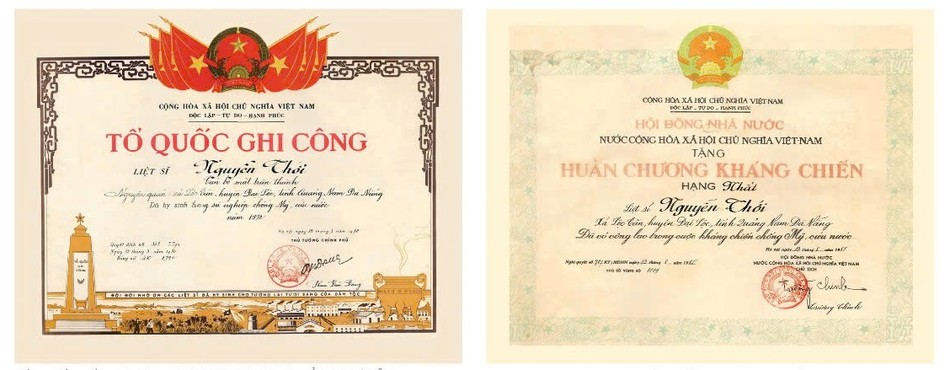 Bằng Tổ quốc ghi công và Huân chương Kháng chiến chống Mỹ hạng Nhất của Đại đức Thích Hành Tuệ - Ảnh Tư liệu Bằng Tổ quốc ghi công và Huân chương Kháng chiến chống Mỹ hạng Nhất của Đại đức Thích Hành Tuệ - Ảnh Tư liệu