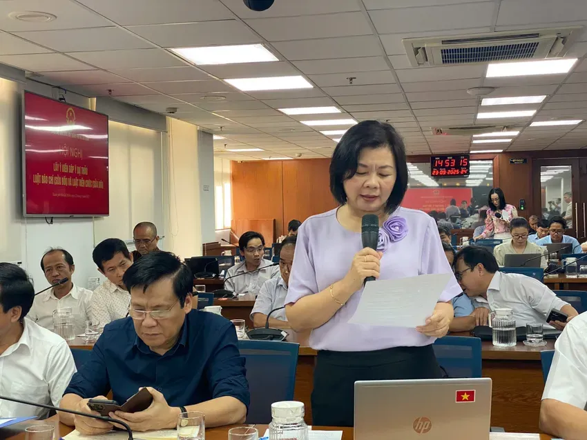 Nhà báo Lý Việt Trung, Tổng Biên tập Báo Phụ Nữ TP.HCM góp ý về quyền tự do báo chí của công dân - Ảnh: YC