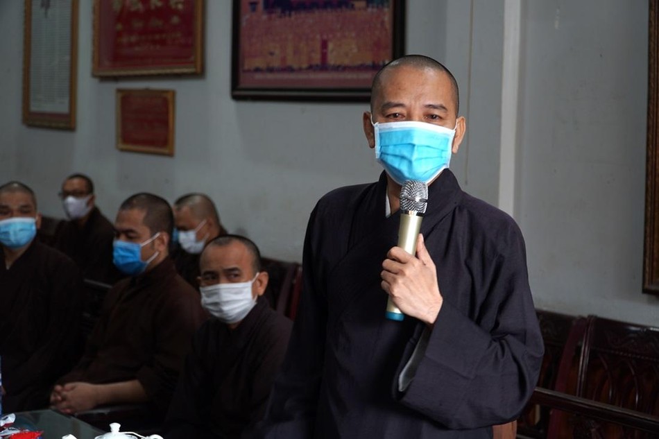 Đại đức Thích Minh Nhật, Quản chúng chùa Phổ Quang phát biểu tại cuộc họp