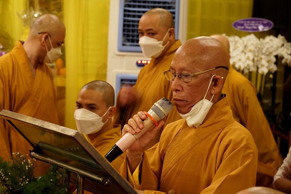 Hòa thượng Thích Giác Trí, Phó trưởng ban Thường trực Phật giáo quận phát biểu cảm tạ