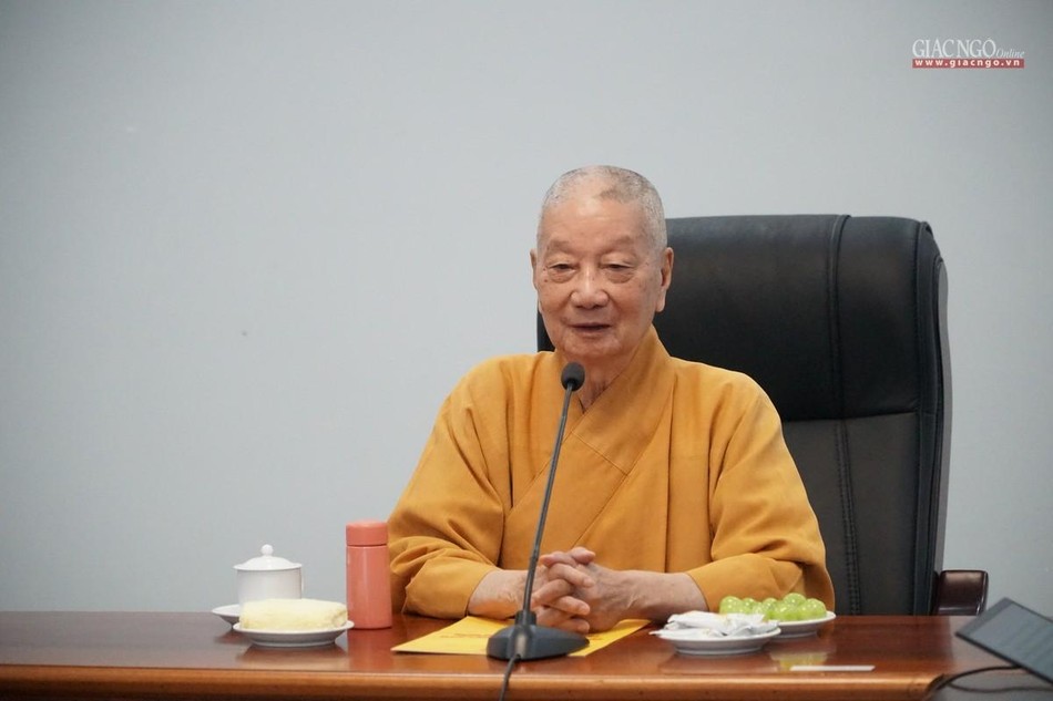 Trưởng lão Hòa thượng Thích Trí Quảng, Quyền Pháp chủ GHPGVN, Viện trưởng phát biểu chỉ đạo Trưởng lão Hòa thượng Thích Trí Quảng, Quyền Pháp chủ GHPGVN, Viện trưởng phát biểu chỉ đạo
