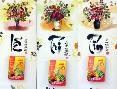 Bộ tranh hoa ép trên gỗ