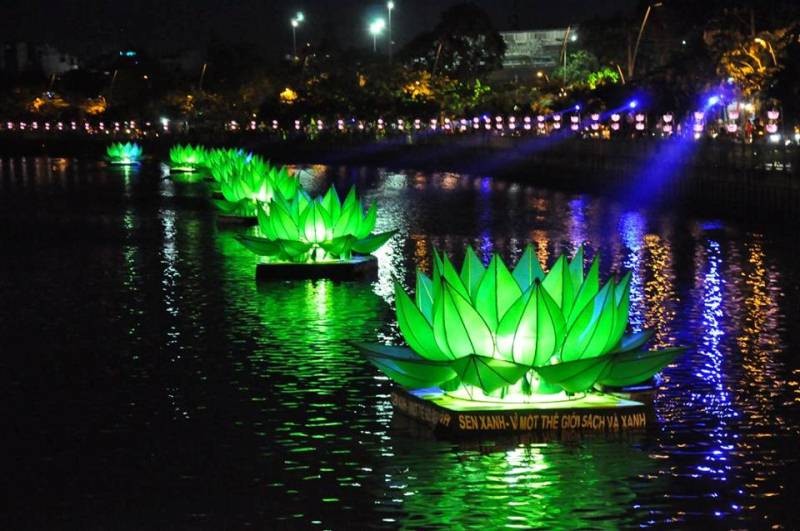 7 đóa sen xanh trên kênh Nhiêu Lộc đã được thắp sáng ảnh 10 7 sen.jpg