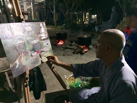 Nồi bánh tết qua nét cọ họa sĩ Nhuận Thường ảnh 1 anh nthuong 1.jpg