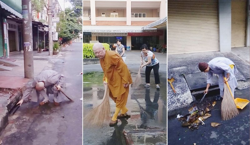 Chùa Liên Hoa 1 năm xuống phố vệ sinh môi trường ảnh 1 DuyTran.1.jpg