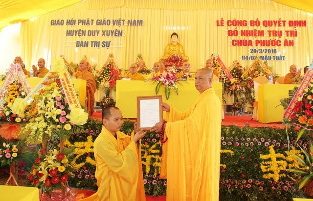Quảng Nam: Bổ nhiệm trụ trì chùa Phước Ân ảnh 3 H5.jpg